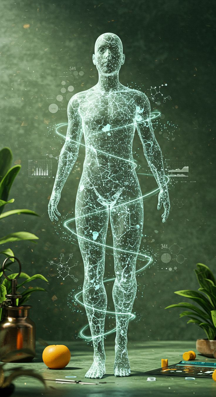 Representação visual de metabolismo e composição corporal